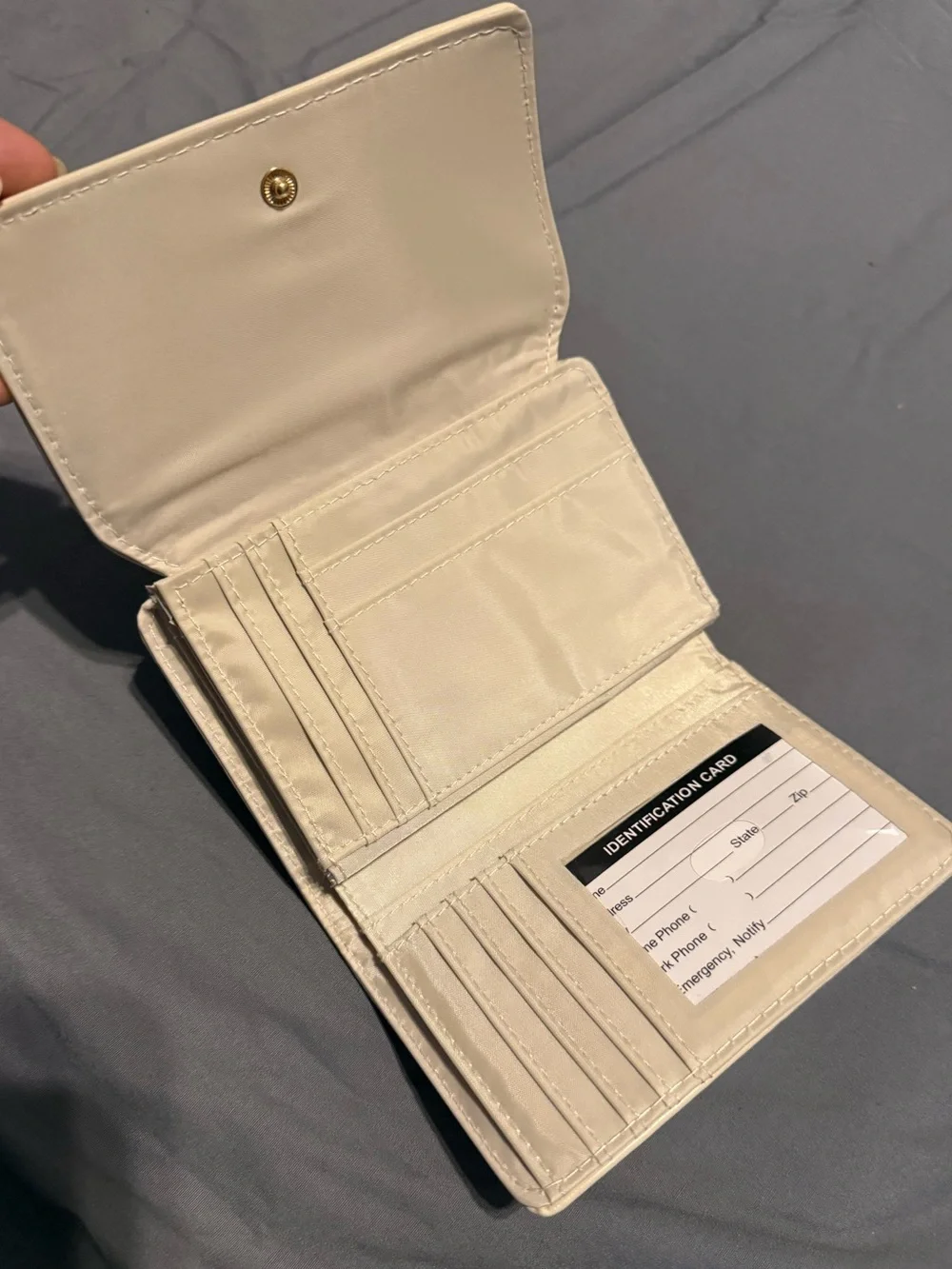 Compact Faux Leather Trifold Cream Card Holder Wallet - Sleek Everyday Organizer